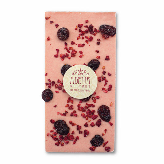 Adelia di Fant Raspberry White Chocolate Bar with Cranberries